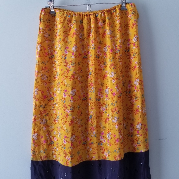 Anthropologie Maeve Silk Yellow Road Midi Skirt Small - Picture 5 of 16